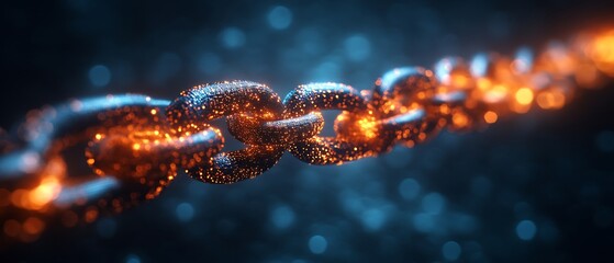 Glowing chain links connecting.