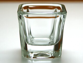 Empty square glass dish.
