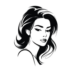 A stylish and artistic silhouette of a girl, capturing grace and elegance in a minimalist black and white design. Perfect for fashion, beauty, logo design, branding, and artistic illustrations.