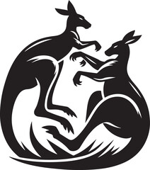 Kangaroos Fighting Silhouette Vector Illustration Art-10