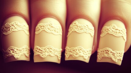 Delicate lace nail art design