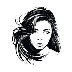 A stylish and artistic silhouette of a girl, capturing grace and elegance in a minimalist black and white design. Perfect for fashion, beauty, logo design, branding, and artistic illustrations.