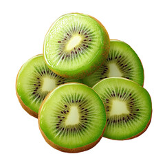 Fototapeta premium Fresh kiwi slices isolated on a transparent background