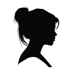 A stylish and artistic silhouette of a girl, capturing grace and elegance in a minimalist black and white design. Perfect for fashion, beauty, logo design, branding, and artistic illustrations.