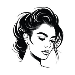 A stylish and artistic silhouette of a girl, capturing grace and elegance in a minimalist black and white design. Perfect for fashion, beauty, logo design, branding, and artistic illustrations.