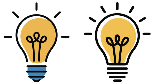 Flat vector illustration of multiple light bulbs representing ideas, creativity, and energy