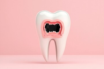 Decayed Tooth for Pink Background, 3D Render.