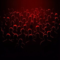 Obraz premium Silhouette of a Crowd in Red Light