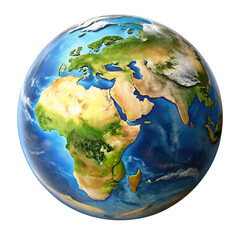 Planet globe full detail isolated on transparent background  

