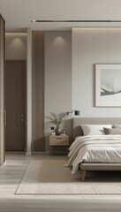 Serene Modern Bedroom with Soft Textiles and Natural Lighting