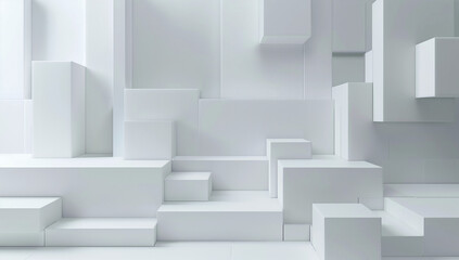 Abstract white geometric 3D structure