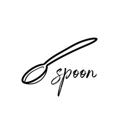 a spoon with the word spoon written on a white background