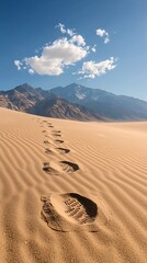 Desert Footprints with Mountain View.
