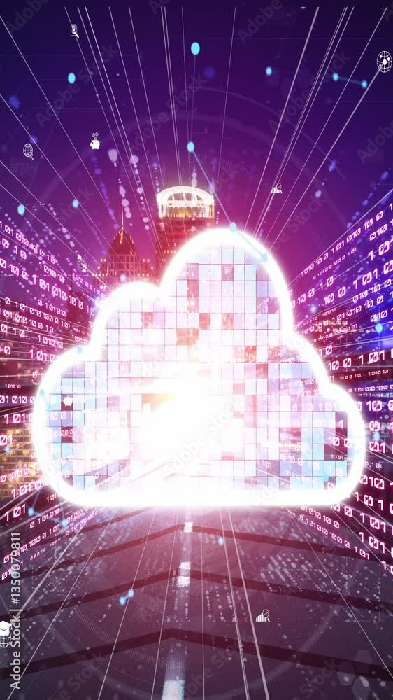 Poster cloud computer and online data storage with tacit intelligent sharing software . concept of smart di