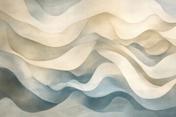 Fototapeta premium Serene Sands: A tranquil landscape of flowing, textured waves in calming beige and teal hues.