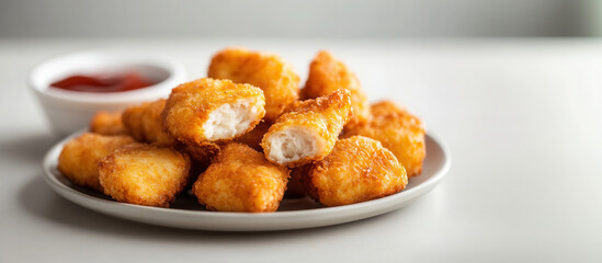 Delicious Chicken Bites with Copy Space &ndash; Minimalist Food Photography