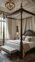 Elegant Four-Poster Bed in Luxurious Bedroom Setting