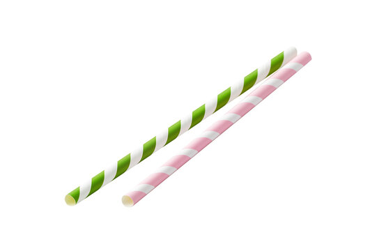 Green and pink paper straw 