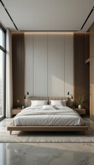 Modern Minimalist Bedroom Design with Sleek Wooden Furniture