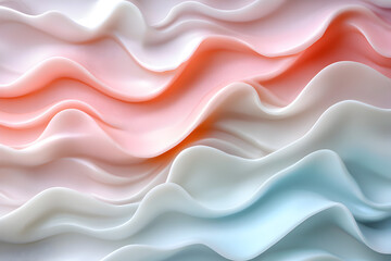 Rippling fabric waves in soft pastel colors create an elegant visual texture