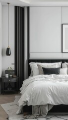 Modern Minimalist Bedroom with Cozy Bedding and Stylish Decor