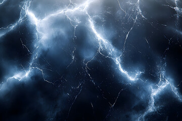 Lightning flashes illuminate a dark sky during a thunderstorm over an isolated landscape at night