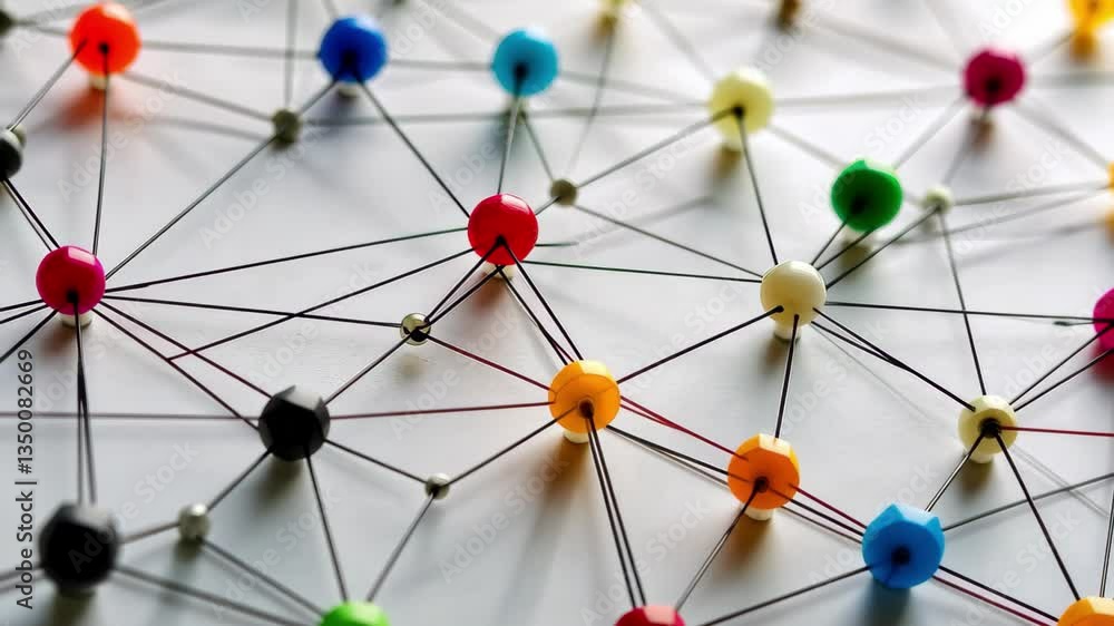 Poster visualization of complex connections in an abstract social network, abstract visualization of a soci