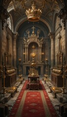 Fototapeta premium Ornate Historic Chapel Interior with Golden Décor and Crown