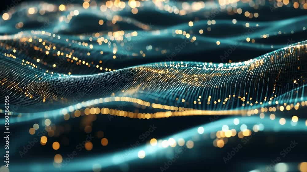 Poster Mesmerizing waves of light and color create a dynamic abstract display in a dark setting