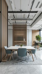 Fototapeta premium Modern Office Interior with Minimalist Design and Elegant Furniture