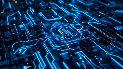 Abstract Futuristic Technology Background Digital Circuit Board Glowing Blue Lines Elegant Modern Design High Tech Innovation Network Pattern Seamless