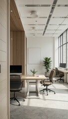 Fototapeta premium Modern Office Space with Minimalist Design and Natural Light