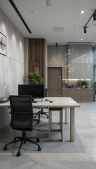 Fototapeta premium Modern Office Interior with Sleek Design and Calm Atmosphere