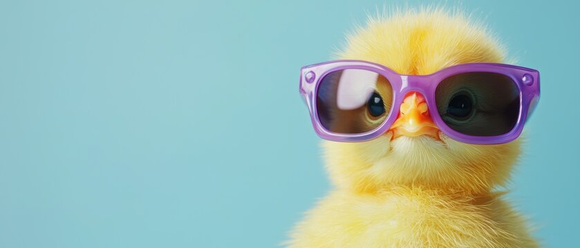 Charming chick a playful twist in bright purple sunglasses