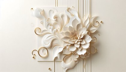 Luxury Golden Abstract Background with Elegant White and Beige Glitter Shapes