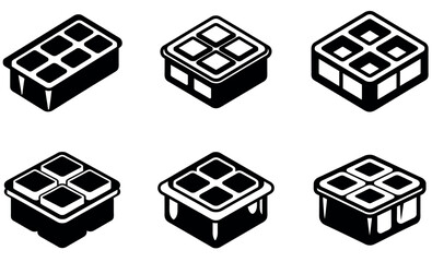 Various Ice Cube Trays in Vector Illustration