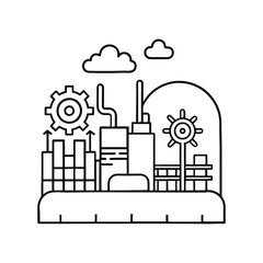 Naklejka premium Industrial area coloring page illustration.