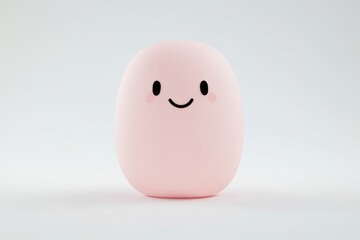 Soft, pink, oval night light with a happy face