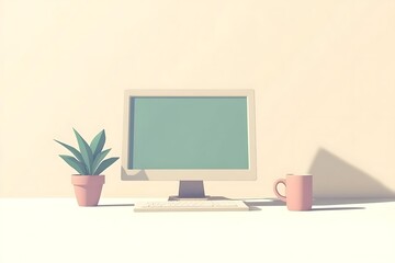 Simple Minimalist Retro Office Scene