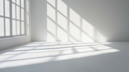 Fototapeta premium Bright Minimalist Interior with Shadows and Light Patterns on Wall