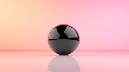 Black Sphere with Pink Gradient Background.