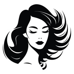 A stylish and artistic silhouette of a girl, capturing grace and elegance in a minimalist black and white design. Perfect for fashion, beauty, logo design, branding, and artistic illustrations.