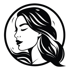 A stylish and artistic silhouette of a girl, capturing grace and elegance in a minimalist black and white design. Perfect for fashion, beauty, logo design, branding, and artistic illustrations.