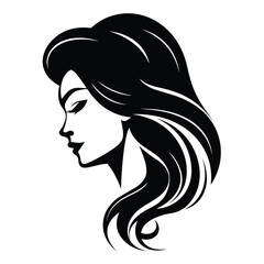 A stylish and artistic silhouette of a girl, capturing grace and elegance in a minimalist black and white design. Perfect for fashion, beauty, logo design, branding, and artistic illustrations.