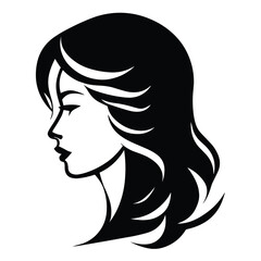 A stylish and artistic silhouette of a girl, capturing grace and elegance in a minimalist black and white design. Perfect for fashion, beauty, logo design, branding, and artistic illustrations.