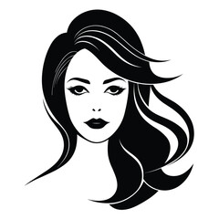 A stylish and artistic silhouette of a girl, capturing grace and elegance in a minimalist black and white design. Perfect for fashion, beauty, logo design, branding, and artistic illustrations.