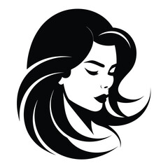 A stylish and artistic silhouette of a girl, capturing grace and elegance in a minimalist black and white design. Perfect for fashion, beauty, logo design, branding, and artistic illustrations.