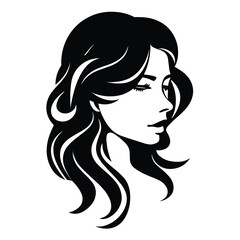 A stylish and artistic silhouette of a girl, capturing grace and elegance in a minimalist black and white design. Perfect for fashion, beauty, logo design, branding, and artistic illustrations.