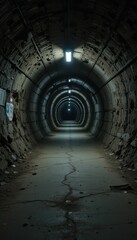 Obraz premium Dark and Mysterious Tunnel Interior with Ambient Lighting Effect