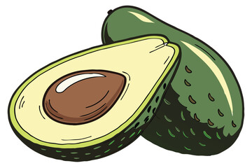 36 ripe avocado, halved, vibrant yellow flesh, deep green skin, smooth texture, glossy surface, realistic detail, studio lighting, white background, food photography, closeup, high resolution, appetiz